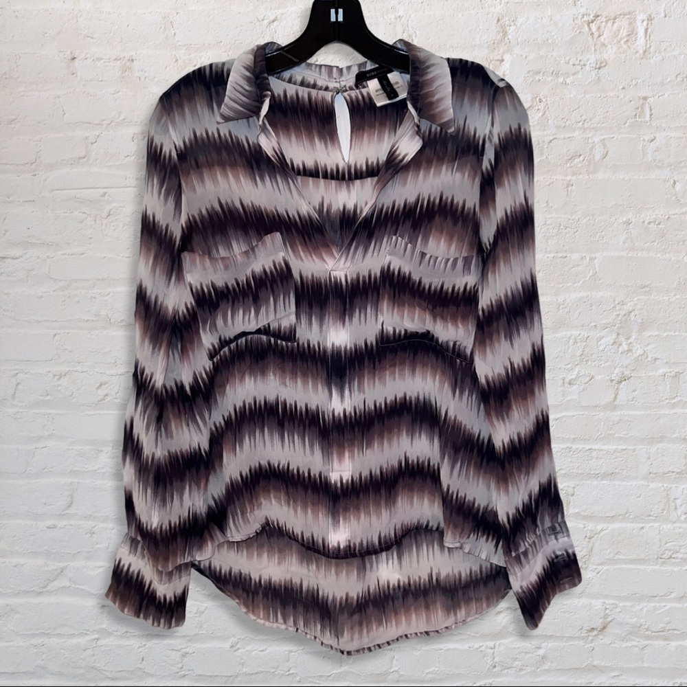 BCBG Max Azria Anderson Printed Semi-Sheer Blouse